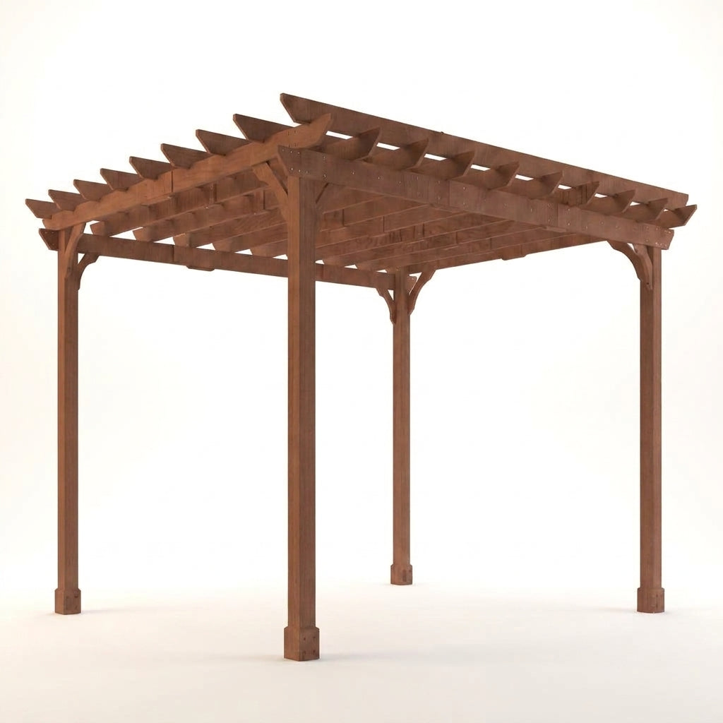 12X16 FT All Cedar Wood Wooden Pergola, Pergola Kit with Stakes, Quality Wood Supported Structure, Snow and Wind Supported, Outdoor Garden Shelter with Cedar Framed for Backyard, Deck, Lawn — Studio Shot