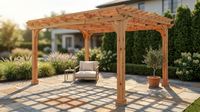 12X16 FT All Cedar Wood Wooden Pergola, Pergola Kit with Stakes, Quality Wood Supported Structure, Snow and Wind Supported, Outdoor Garden Shelter with Cedar Framed for Backyard, Deck, Lawn — Lifestyle