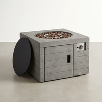 34 Inch Square Concrete Propane Fire Pit Table with Lava Rocks and Cover 50,000 BTU — Studio Shot