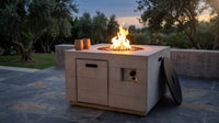 34 Inch Square Concrete Propane Fire Pit Table with Lava Rocks and Cover 50,000 BTU — Lifestyle