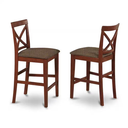 3-Piece Brown Finish Solid Wood Top Counter Height Dining Table Set