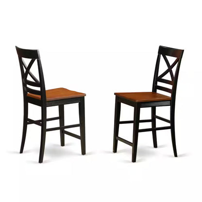 3-Piece Black Finish Solid Wood Top Counter Height Dining Table Set